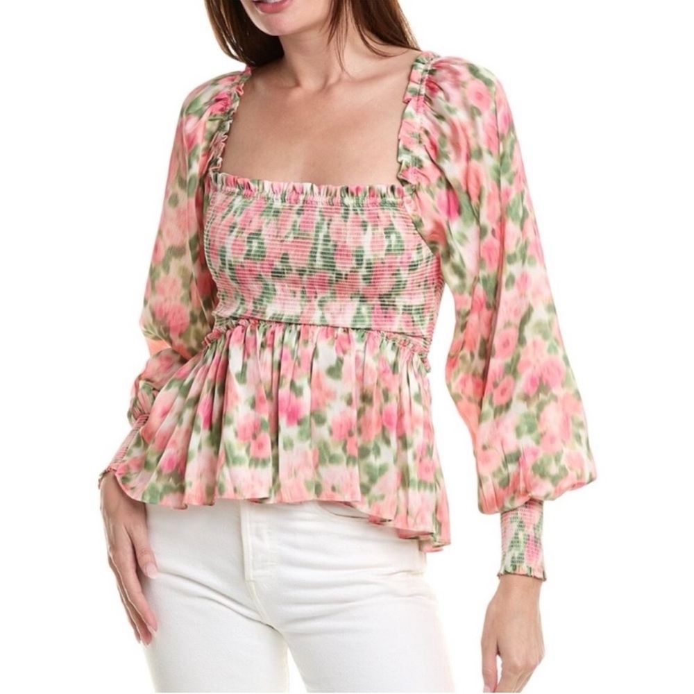 Rachel Parcell Floral Smocked Blouse